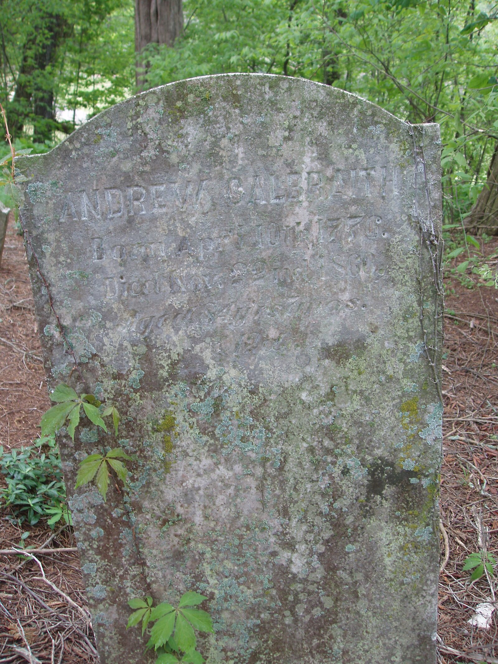 Headstone of Andrew Galbraith (1776–1860), Galbraith Cemetery, Tennessee