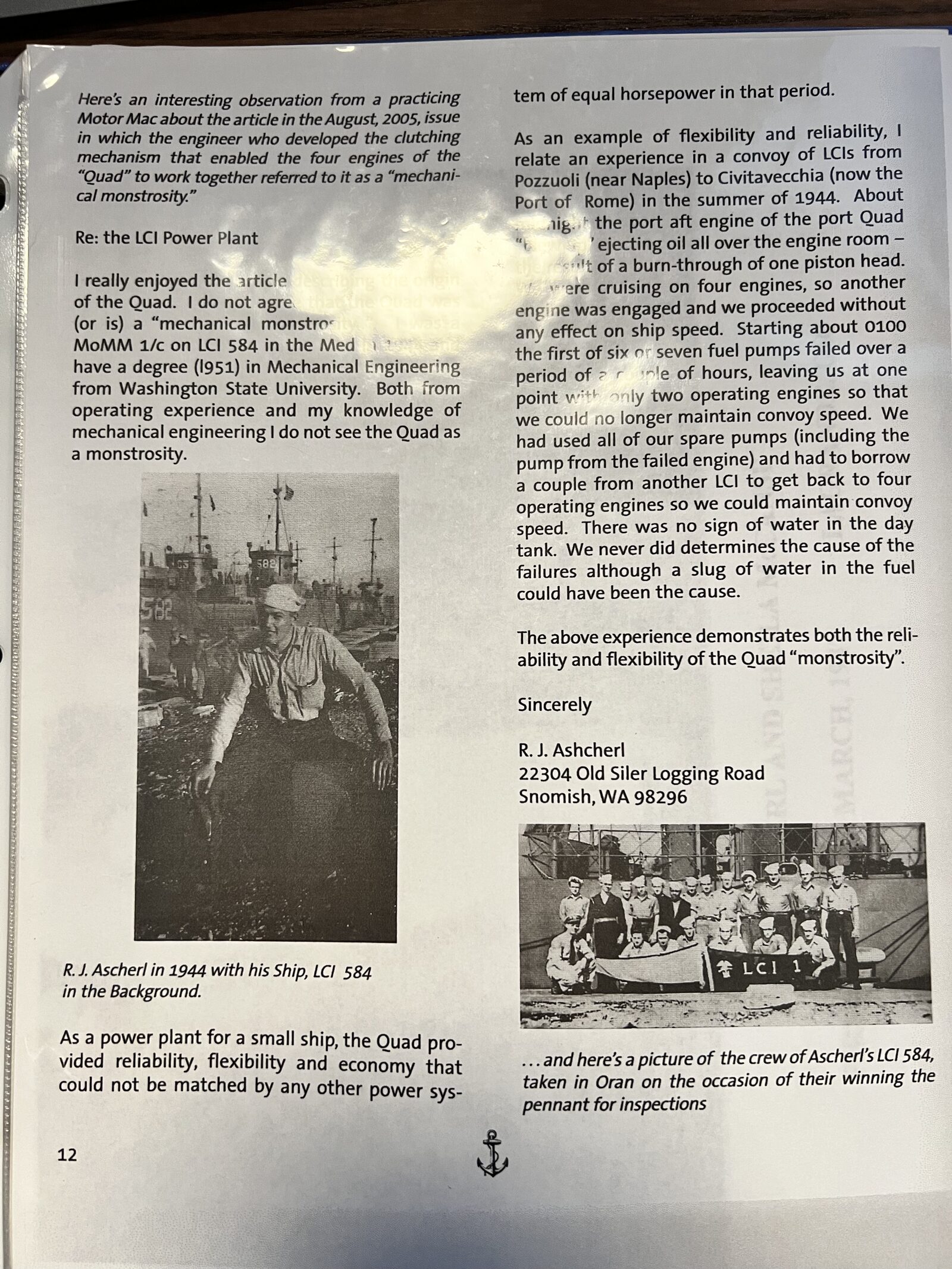 R.J. Ascherl Letter to the Editor — Elsie Item, Issue 55, February 2006, page 12