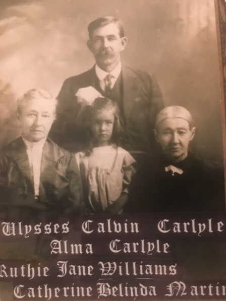 Catherine Belinda Martin Williams with Rutha Jane Williams Carlyle family, ca. 1905–1915