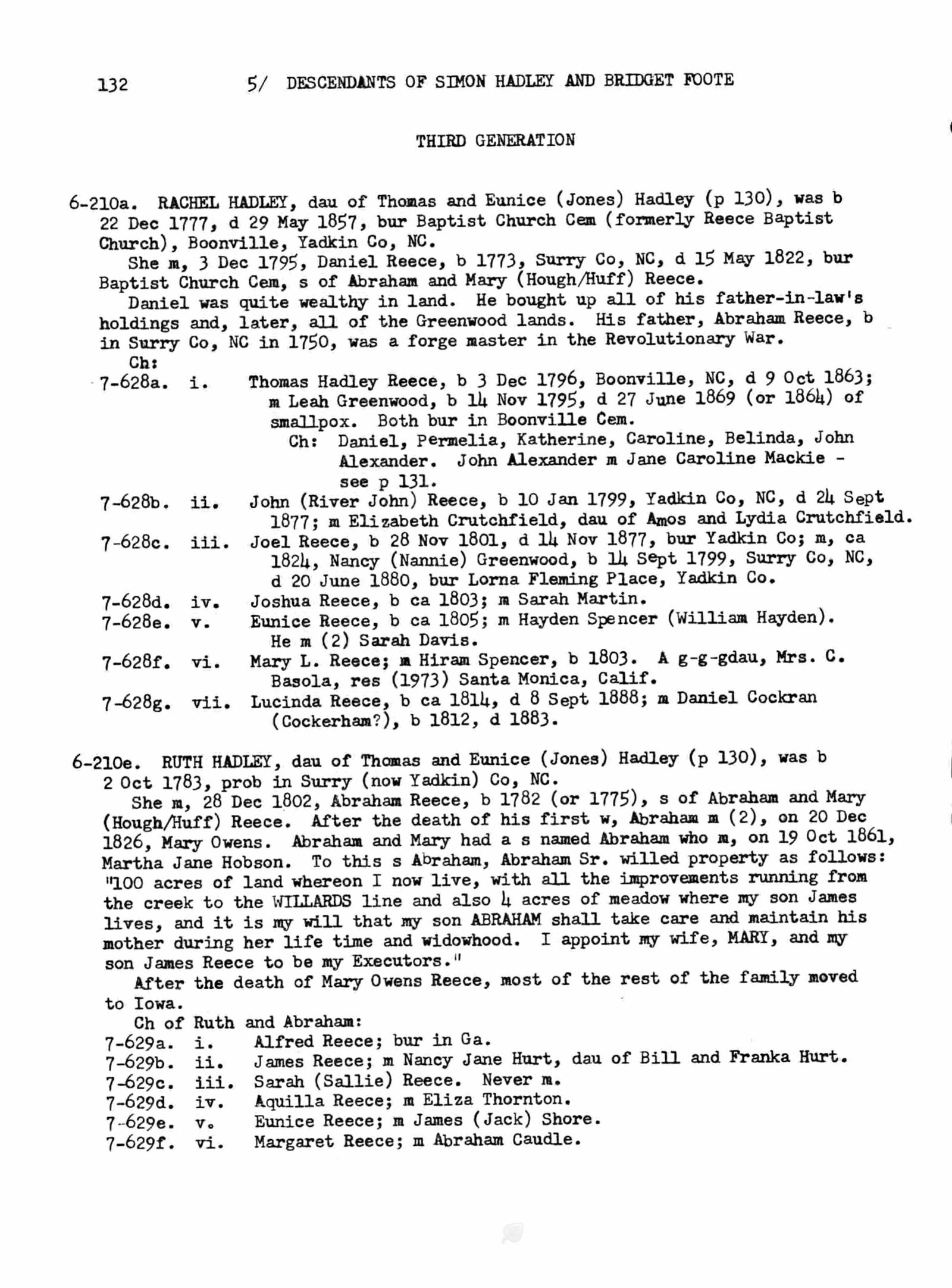 Descendants of Simon Hadley and Bridget Foote — Page 132