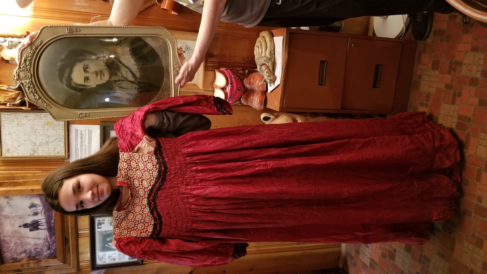 Olive Davidson West's red dress and framed portrait — provenance documentation
